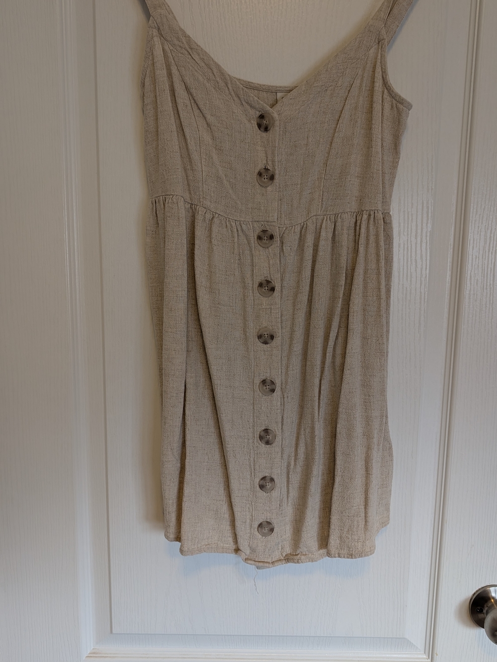Gentle Fawn Beige Button-Front Linen-Blend Sundress